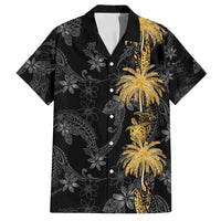 Hawaiian Honu And Surfboards Family Matching Tank Maxi Dress and Hawaiian Shirt Gold Style - Polynesian Pride