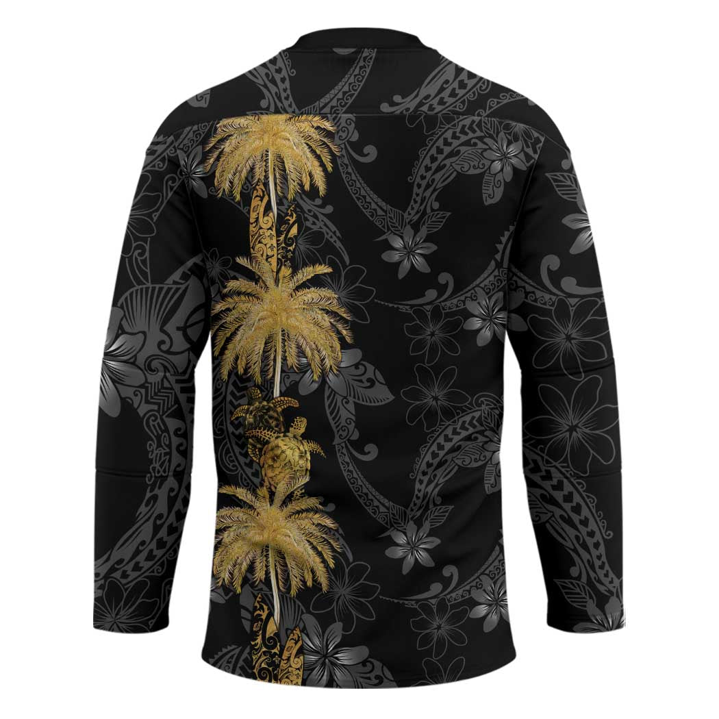 Hawaiian Honu And Surfboards Hockey Jersey Gold Style - Polynesian Pride