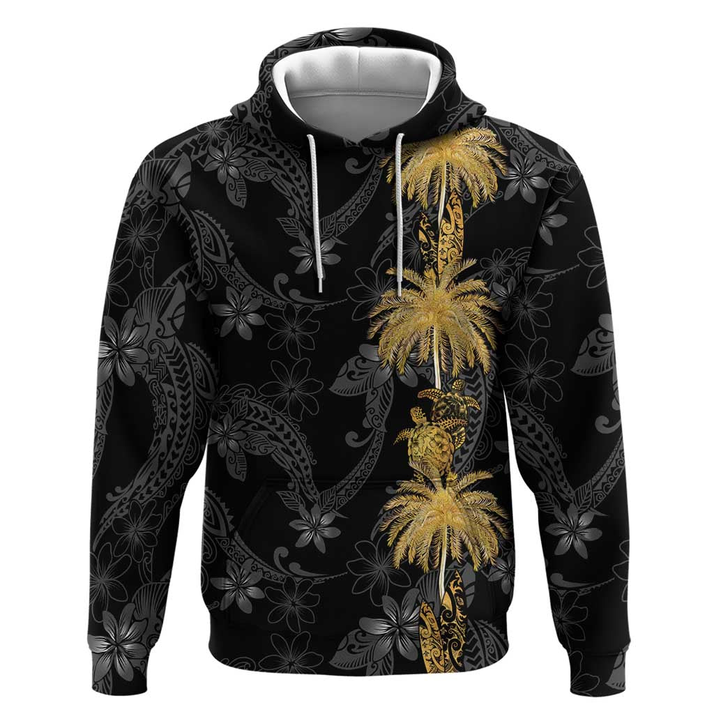 Hawaiian Honu And Surfboards Hoodie Gold Style - Polynesian Pride