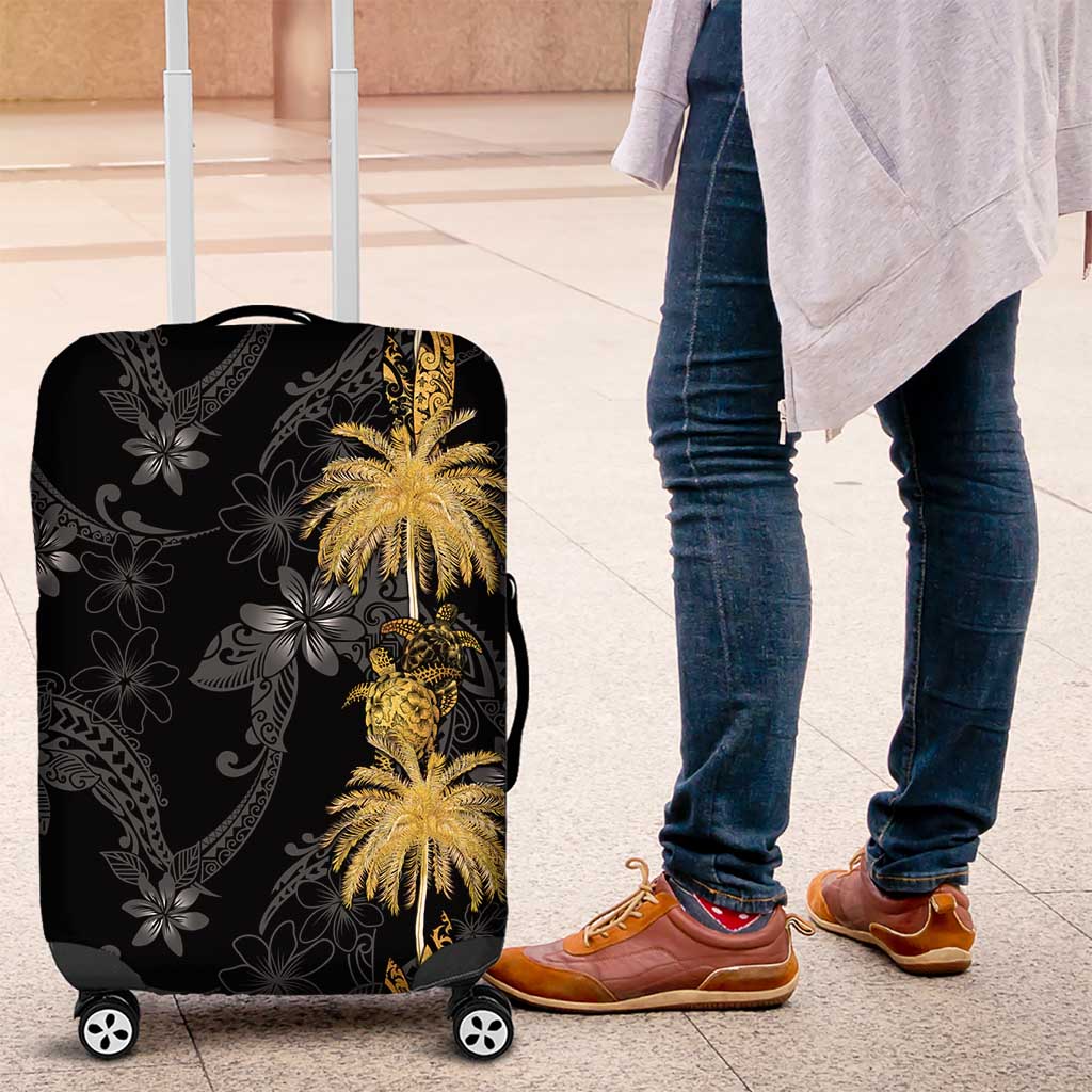 Hawaiian Honu And Surfboards Luggage Cover Gold Style - Polynesian Pride