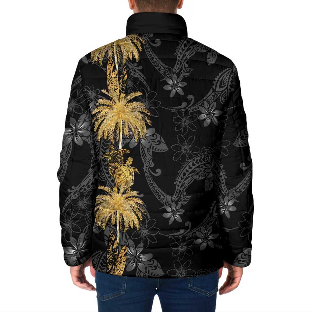Hawaiian Honu And Surfboards Padded Jacket Gold Style - Polynesian Pride