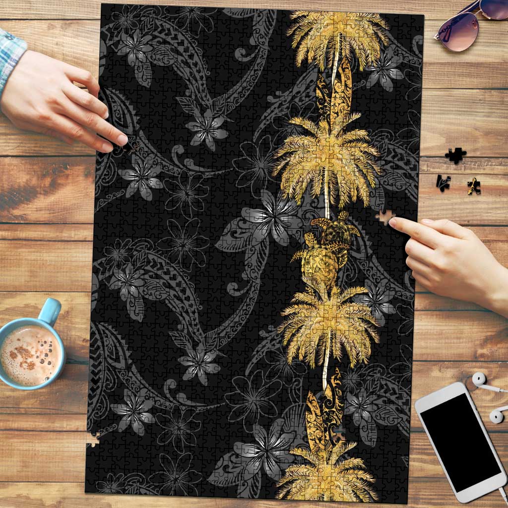 Hawaiian Honu And Surfboards Puzzle Gold Style - Polynesian Pride