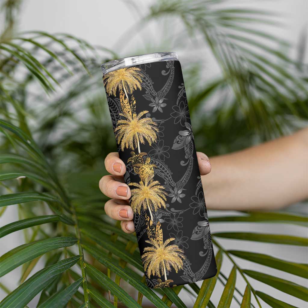 Hawaiian Honu And Surfboards Skinny Tumbler Gold Style - Polynesian Pride