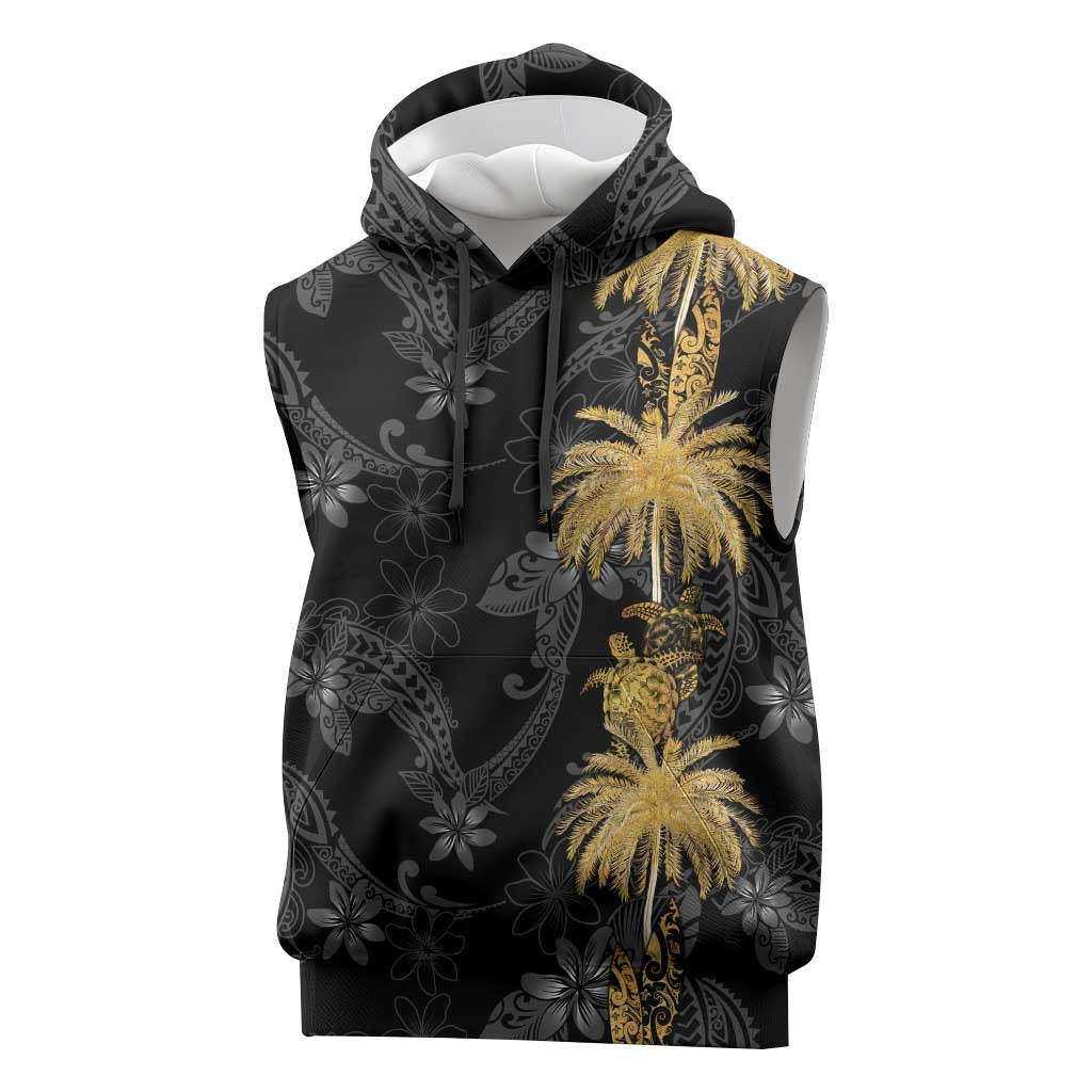Hawaiian Honu And Surfboards Sleeveless Hoodie Gold Style - Polynesian Pride