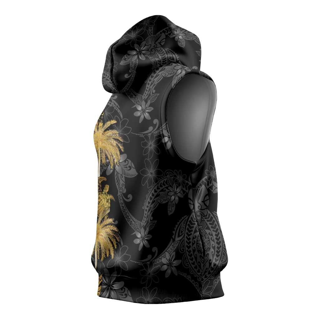 Hawaiian Honu And Surfboards Sleeveless Hoodie Gold Style - Polynesian Pride