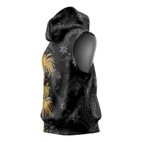 Hawaiian Honu And Surfboards Sleeveless Hoodie Gold Style - Polynesian Pride