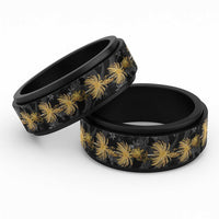 Hawaiian Honu And Surfboards Spinner Ring Gold Style - Polynesian Pride