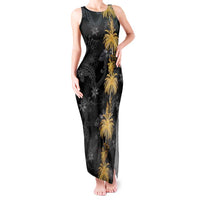 Hawaiian Honu And Surfboards Tank Maxi Dress Gold Style LT05 Women Gold - Polynesian Pride