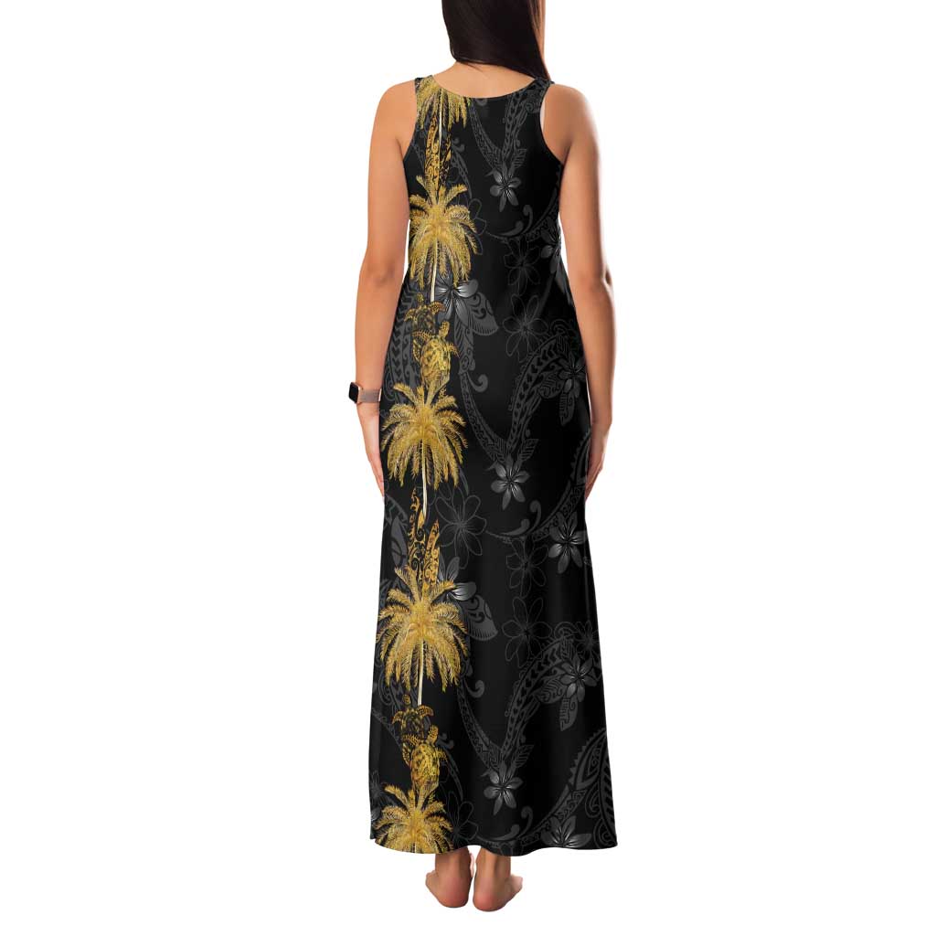 Hawaiian Honu And Surfboards Tank Maxi Dress Gold Style LT05 - Polynesian Pride