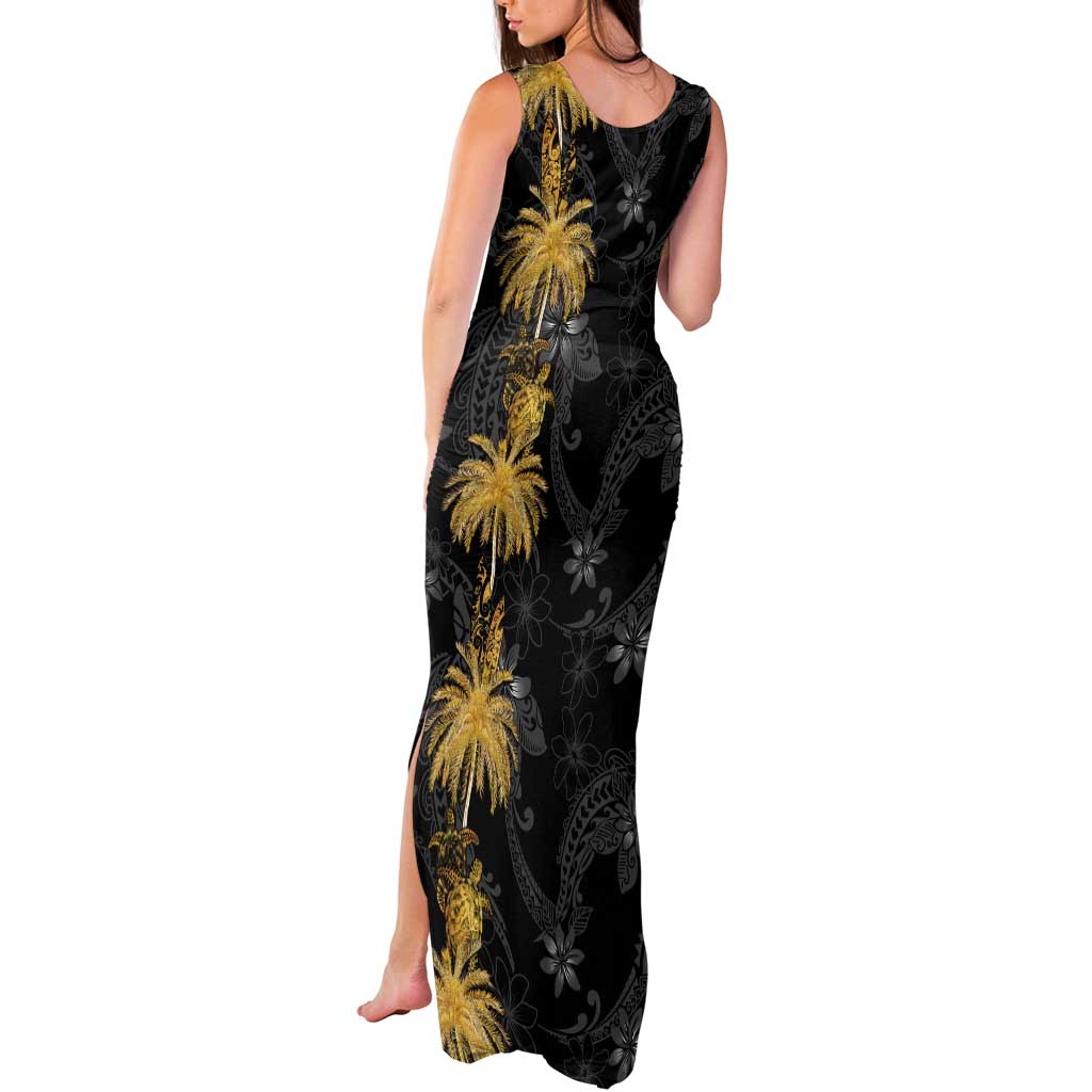 Hawaiian Honu And Surfboards Tank Maxi Dress Gold Style LT05 - Polynesian Pride