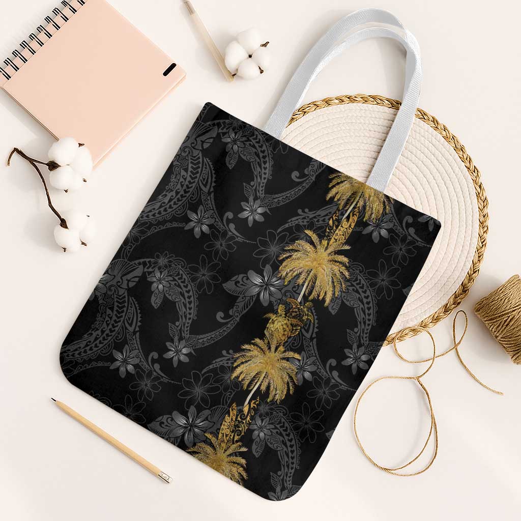 Hawaiian Honu And Surfboards Tote Bag Gold Style LT05 White Strap One Size Gold - Polynesian Pride