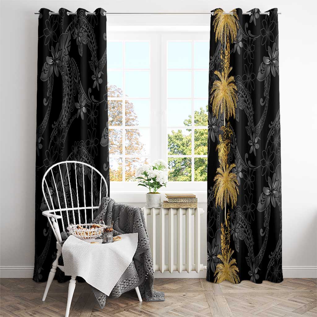 Hawaiian Honu And Surfboards Window Curtain Gold Style - Polynesian Pride