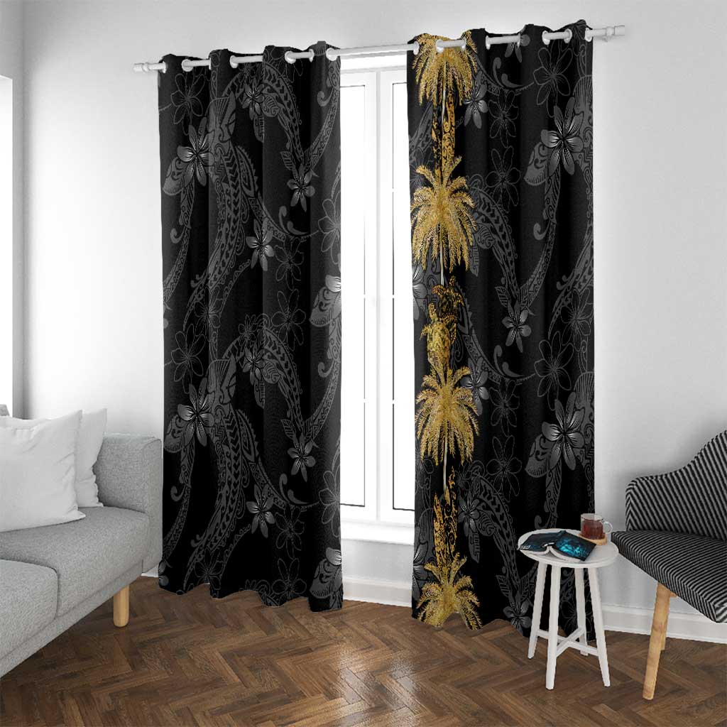 Hawaiian Honu And Surfboards Window Curtain Gold Style - Polynesian Pride