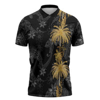 Hawaiian Honu And Surfboards Zipper Polo Shirt Gold Style - Polynesian Pride