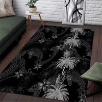 Hawaiian Honu And Surfboards Area Rug Silver Style - Polynesian Pride
