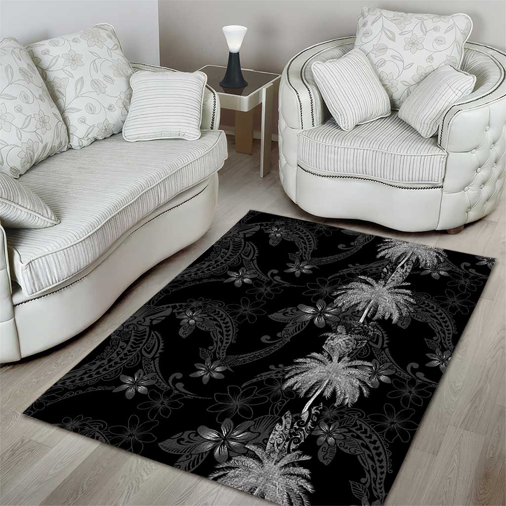 Hawaiian Honu And Surfboards Area Rug Silver Style - Polynesian Pride