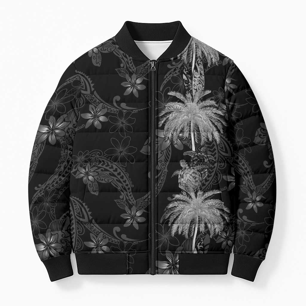 Hawaiian Honu And Surfboards Bomber Puffer Jacket Silver Style - Polynesian Pride