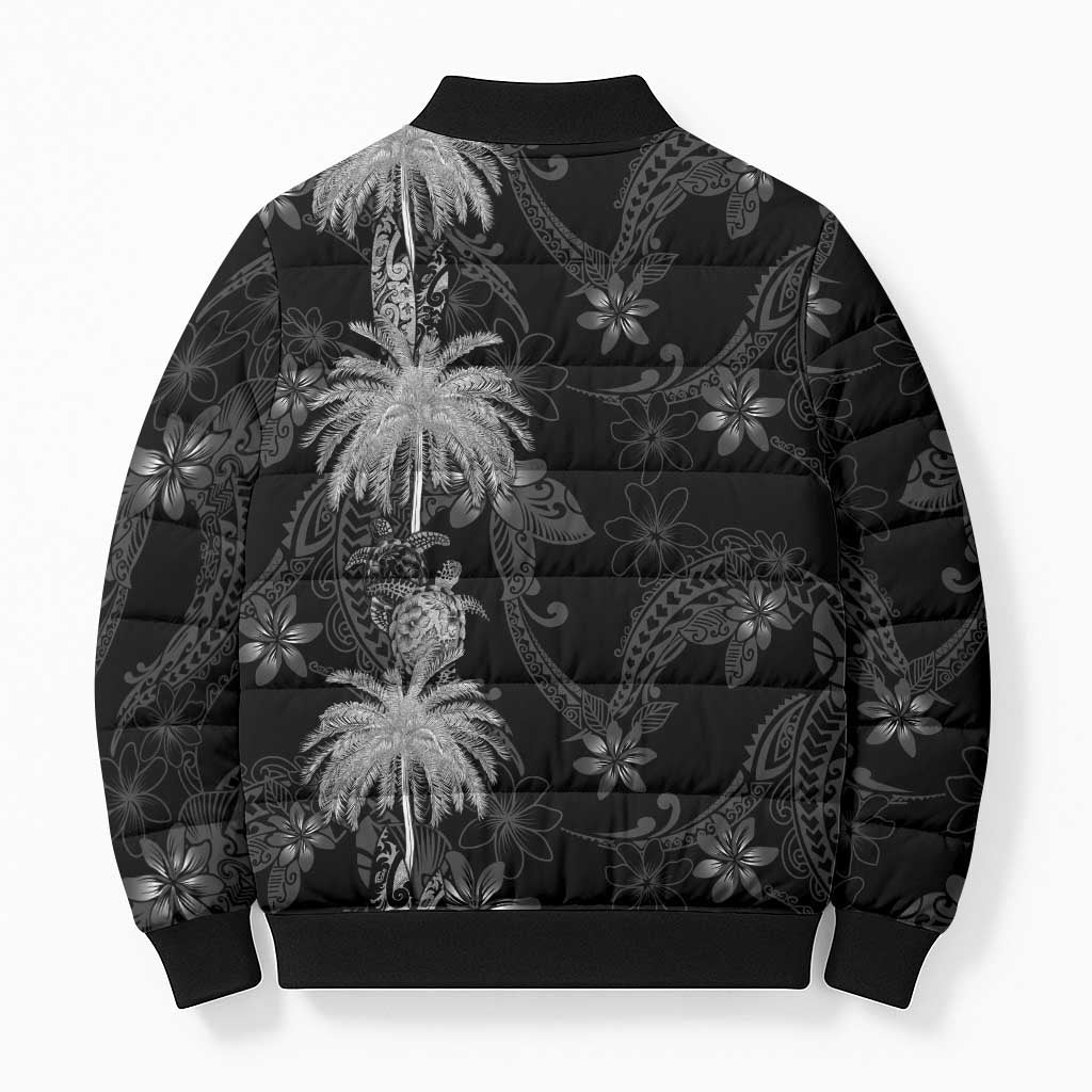 Hawaiian Honu And Surfboards Bomber Puffer Jacket Silver Style - Polynesian Pride