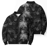 Hawaiian Honu And Surfboards Bomber Puffer Jacket Silver Style - Polynesian Pride