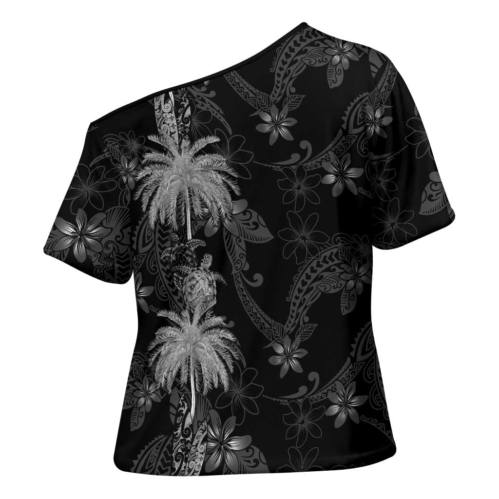 Hawaiian Honu And Surfboards Cross Shoulder Shirt Silver Style - Polynesian Pride