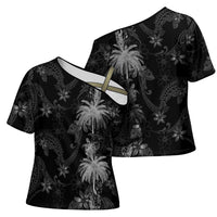 Hawaiian Honu And Surfboards Cross Shoulder Shirt Silver Style - Polynesian Pride