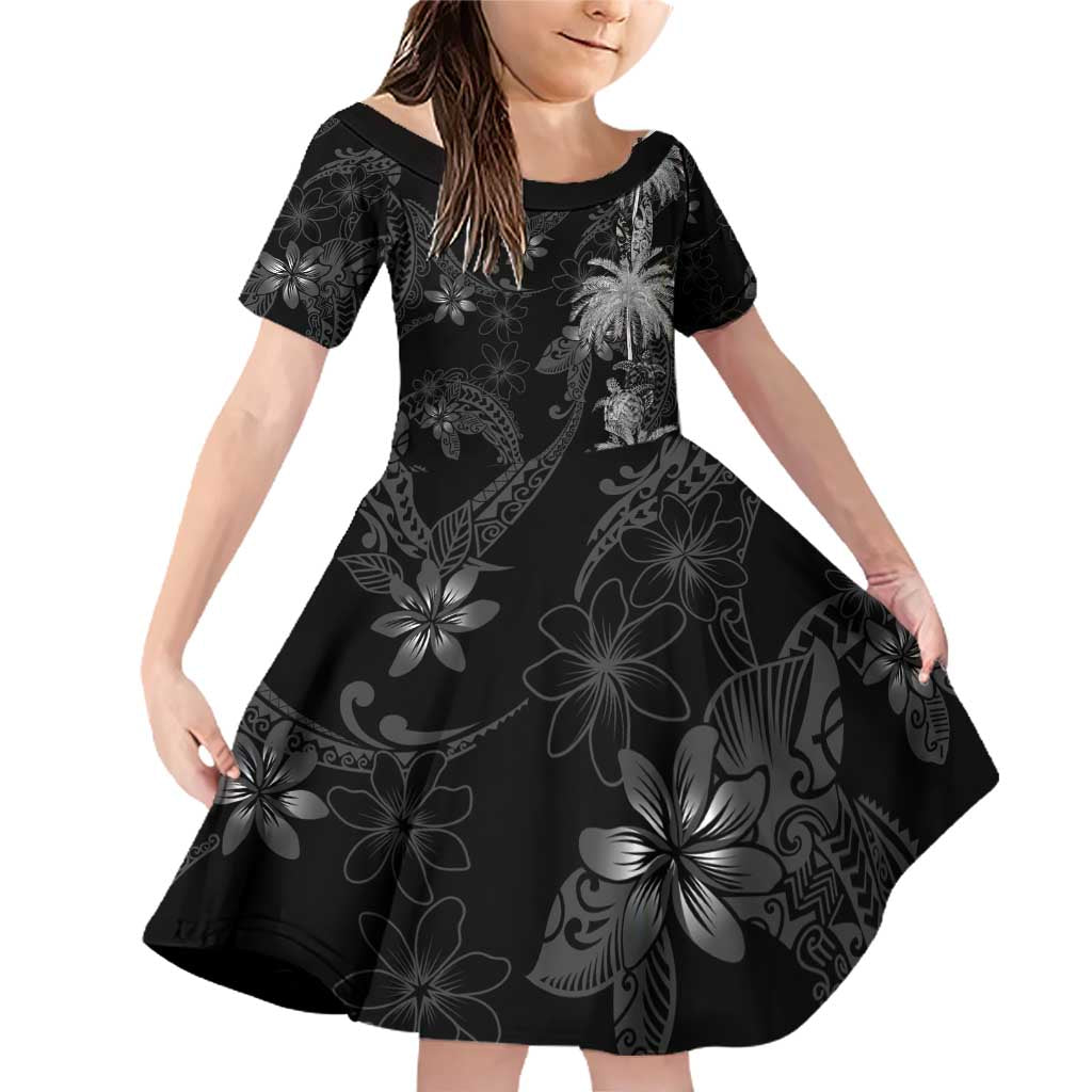 Hawaiian Honu And Surfboards Family Matching Off Shoulder Short Dress and Hawaiian Shirt Silver Style - Polynesian Pride