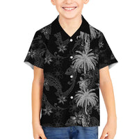 Hawaiian Honu And Surfboards Family Matching Puletasi and Hawaiian Shirt Silver Style LT05 Son's Shirt Silver - Polynesian Pride