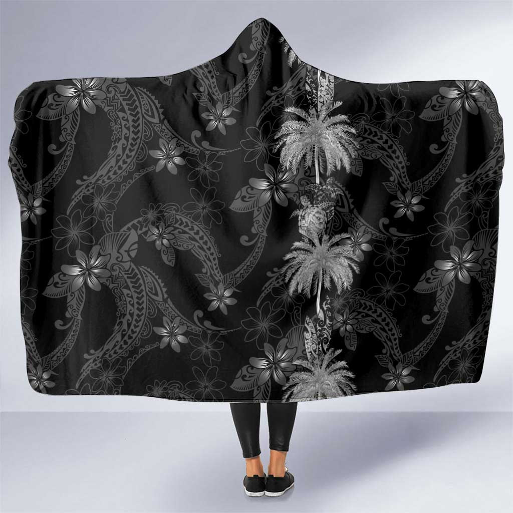Hawaiian Honu And Surfboards Hooded Blanket Silver Style - Polynesian Pride