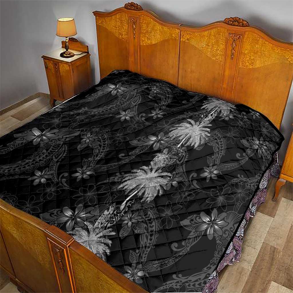 Hawaiian Honu And Surfboards Quilt Silver Style - Polynesian Pride