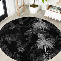 Hawaiian Honu And Surfboards Round Carpet Silver Style - Polynesian Pride