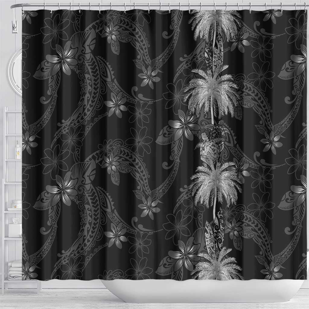 Hawaiian Honu And Surfboards Shower Curtain Silver Style - Polynesian Pride