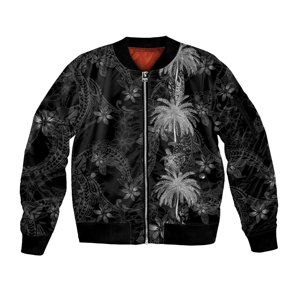 Hawaiian Honu And Surfboards Sleeve Zip Bomber Jacket Silver Style LT05 Unisex Silver - Polynesian Pride