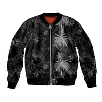 Hawaiian Honu And Surfboards Sleeve Zip Bomber Jacket Silver Style LT05 Unisex Silver - Polynesian Pride
