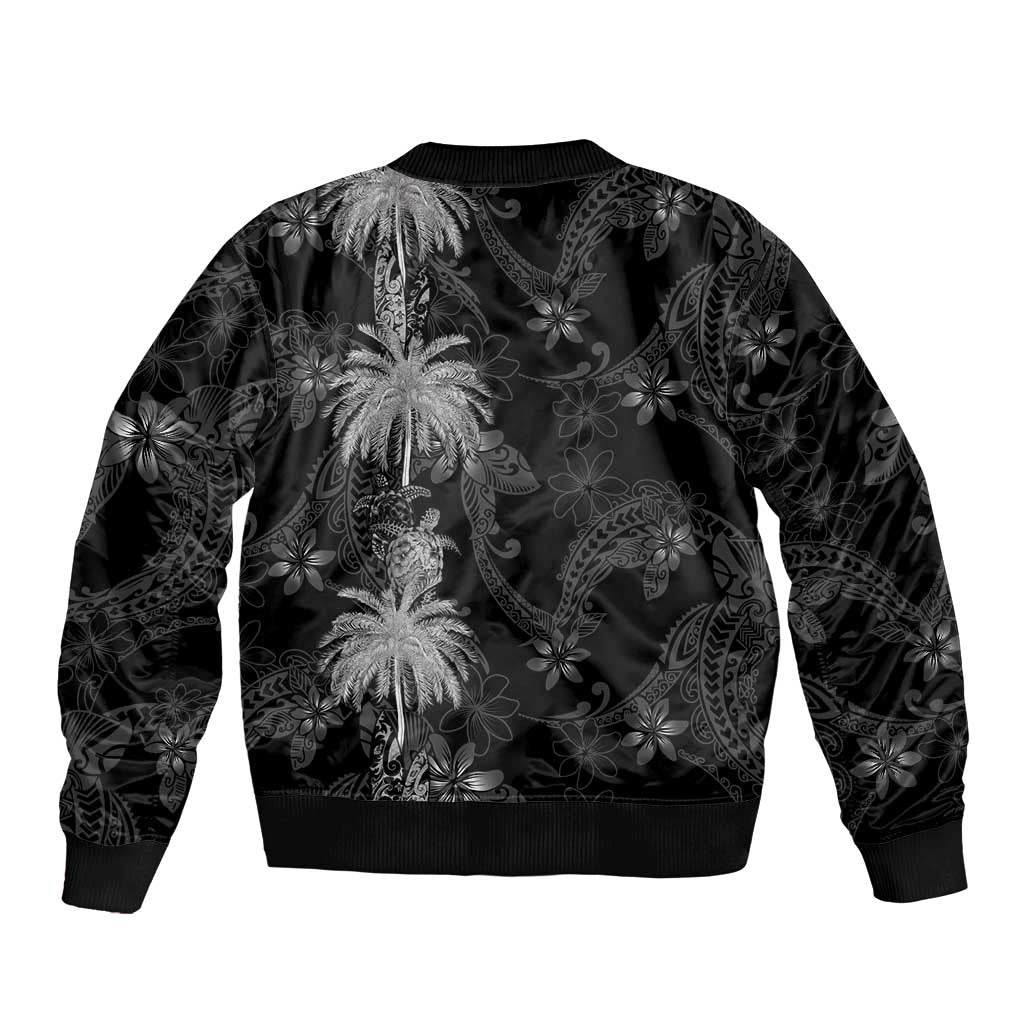 Hawaiian Honu And Surfboards Sleeve Zip Bomber Jacket Silver Style LT05 - Polynesian Pride