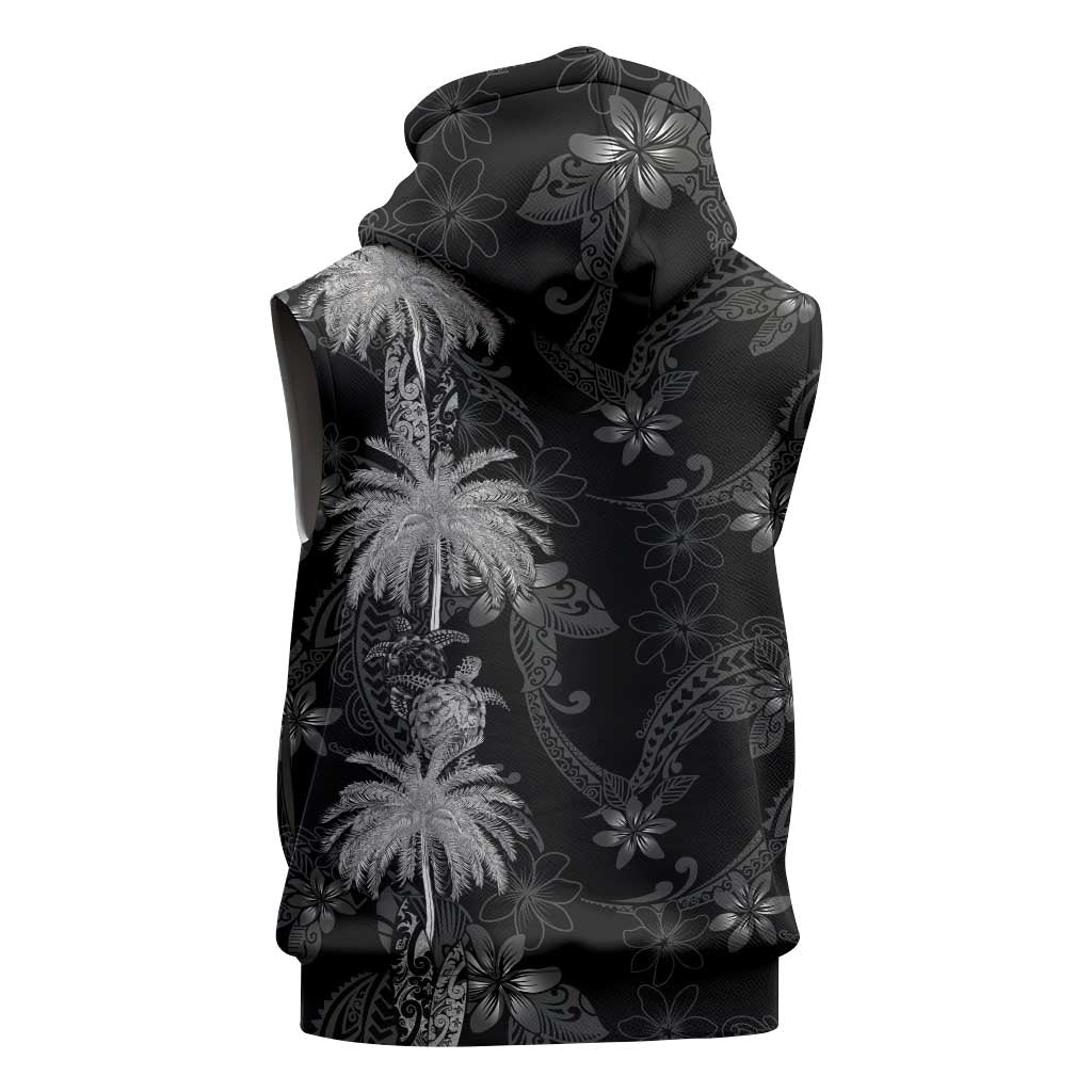 Hawaiian Honu And Surfboards Sleeveless Hoodie Silver Style - Polynesian Pride