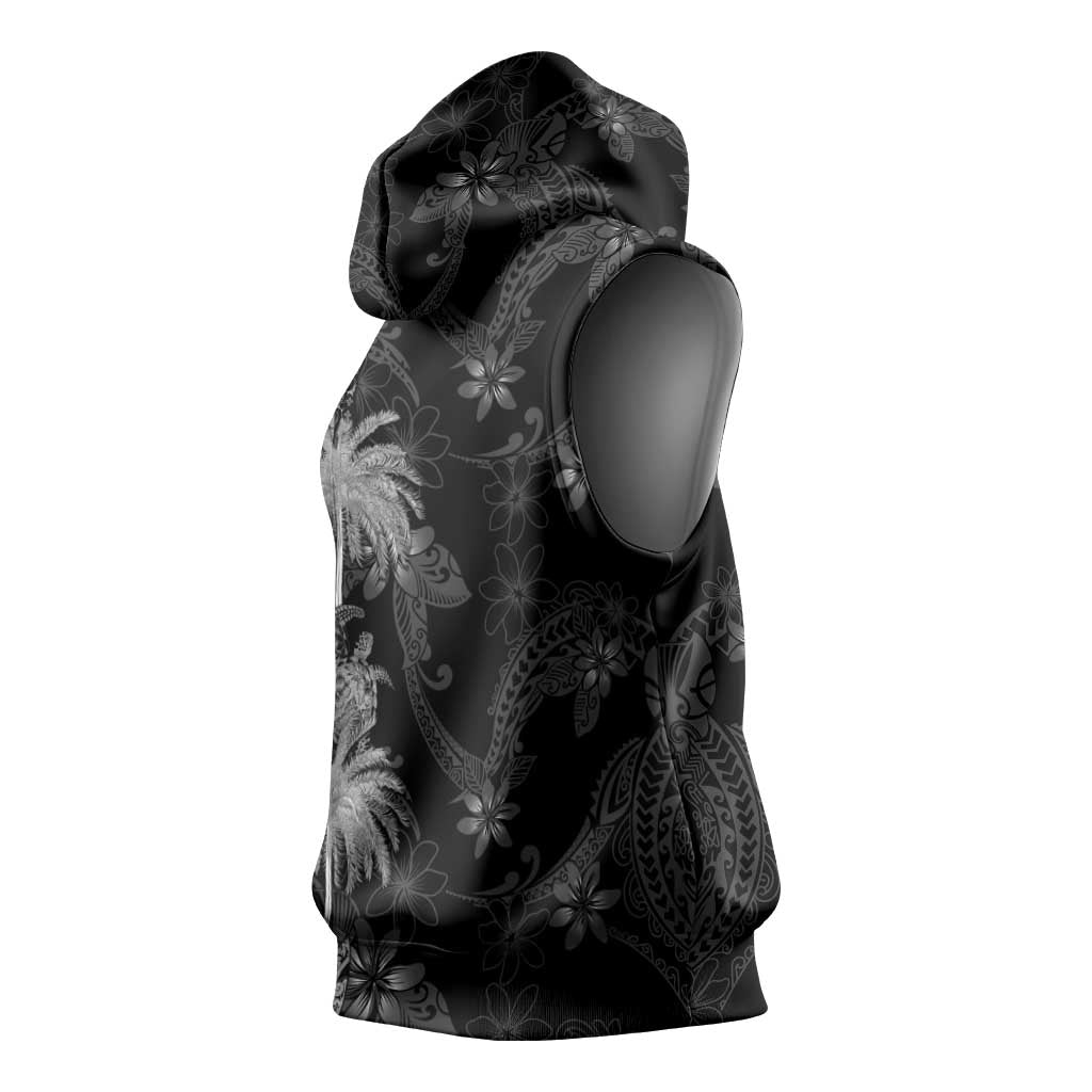Hawaiian Honu And Surfboards Sleeveless Hoodie Silver Style - Polynesian Pride