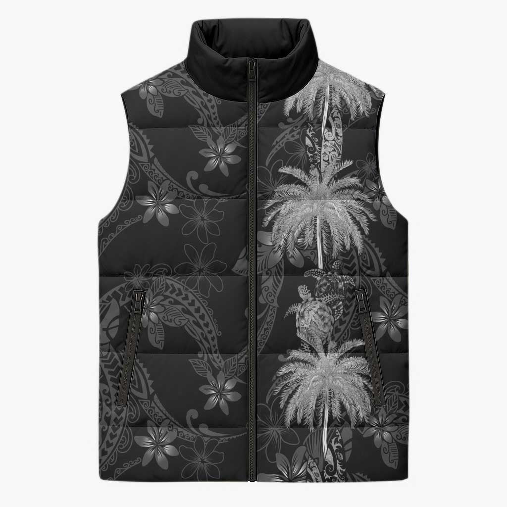 Hawaiian Honu And Surfboards Sleeveless Puffer Jacket Silver Style - Polynesian Pride
