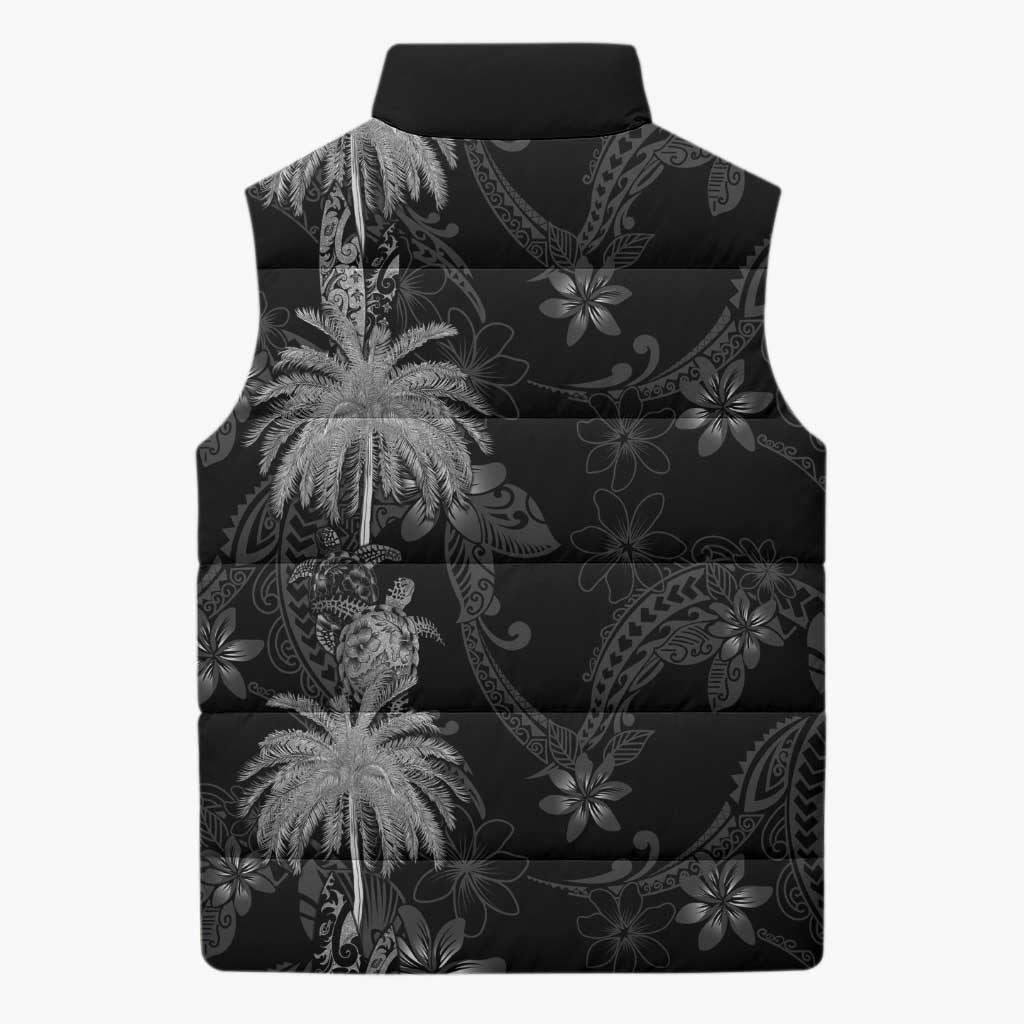 Hawaiian Honu And Surfboards Sleeveless Puffer Jacket Silver Style - Polynesian Pride