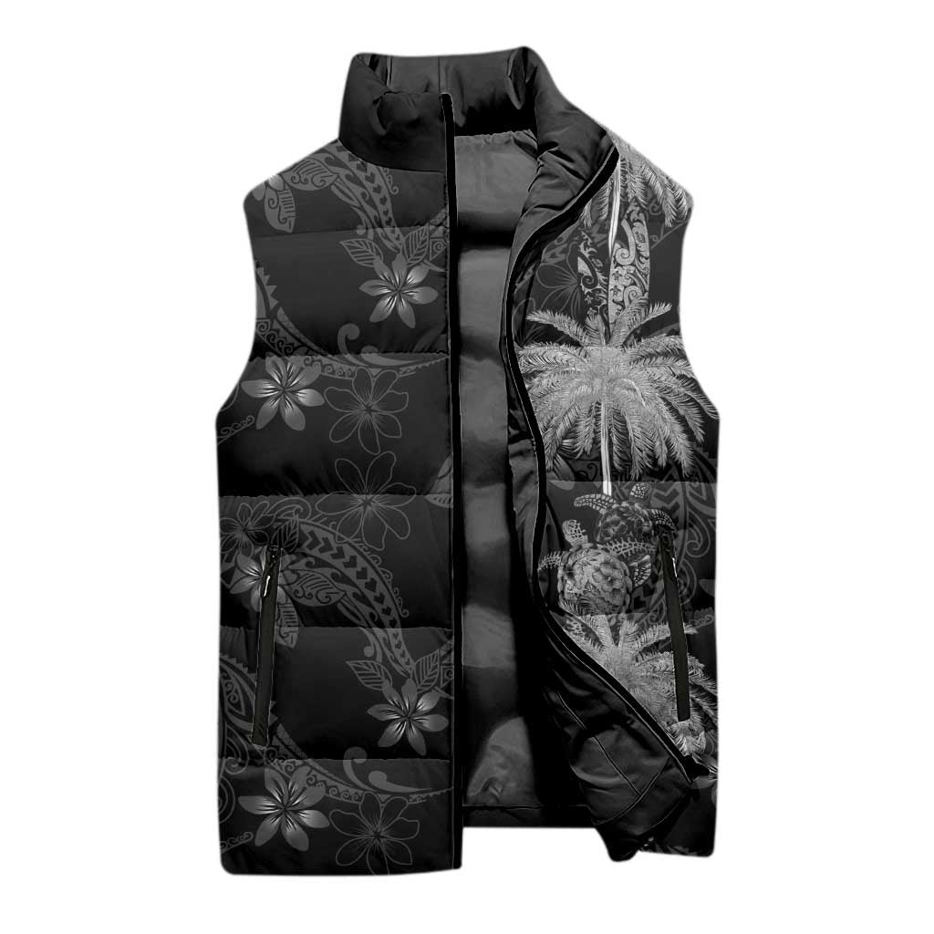 Hawaiian Honu And Surfboards Sleeveless Puffer Jacket Silver Style - Polynesian Pride