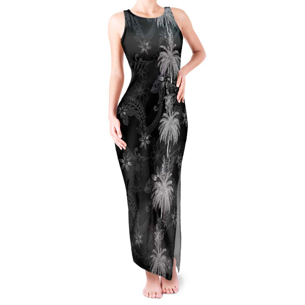 Hawaiian Honu And Surfboards Tank Maxi Dress Silver Style LT05 Women Silver - Polynesian Pride