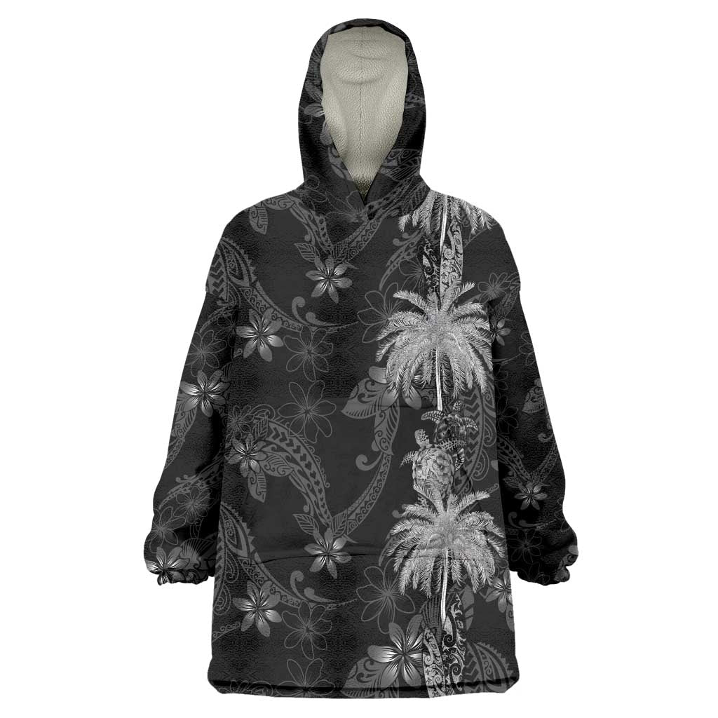 Hawaiian Honu And Surfboards Wearable Blanket Hoodie Silver Style - Polynesian Pride