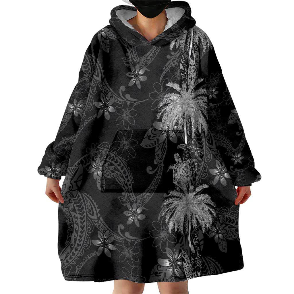 Hawaiian Honu And Surfboards Wearable Blanket Hoodie Silver Style - Polynesian Pride