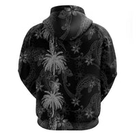 Hawaiian Honu And Surfboards Zip Hoodie Silver Style - Polynesian Pride
