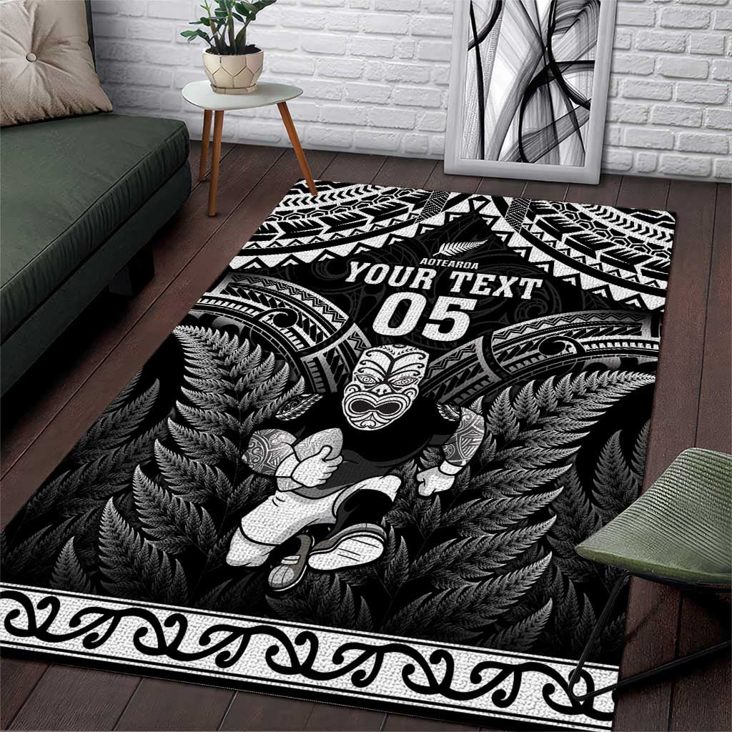 Custom New Zealand Maori Tiki Rugby Area Rug Go Aotearoa Maori Pattern