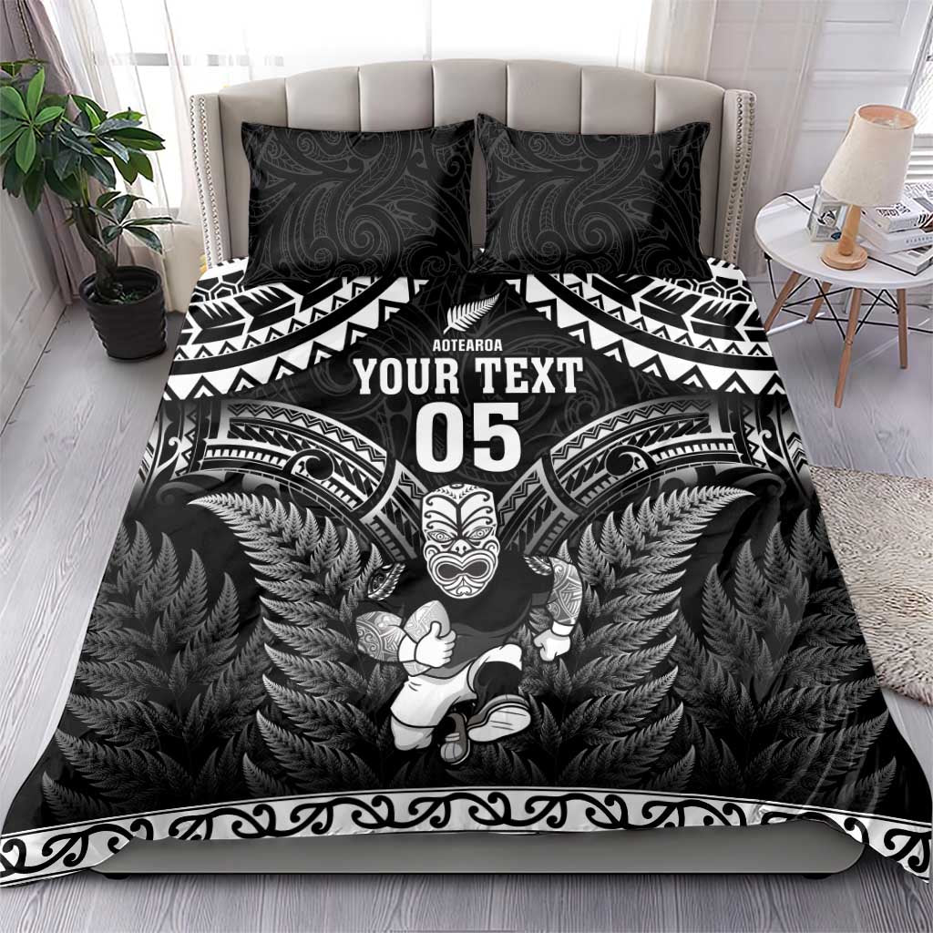 Custom New Zealand Maori Tiki Rugby Bedding Set Go Aotearoa Maori Pattern