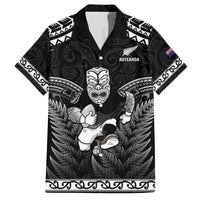 Custom New Zealand Maori Tiki Rugby Family Matching Off The Shoulder Long Sleeve Dress and Hawaiian Shirt Go Aotearoa Maori Pattern LT05 Dad's Shirt - Short Sleeve Black - Polynesian Pride