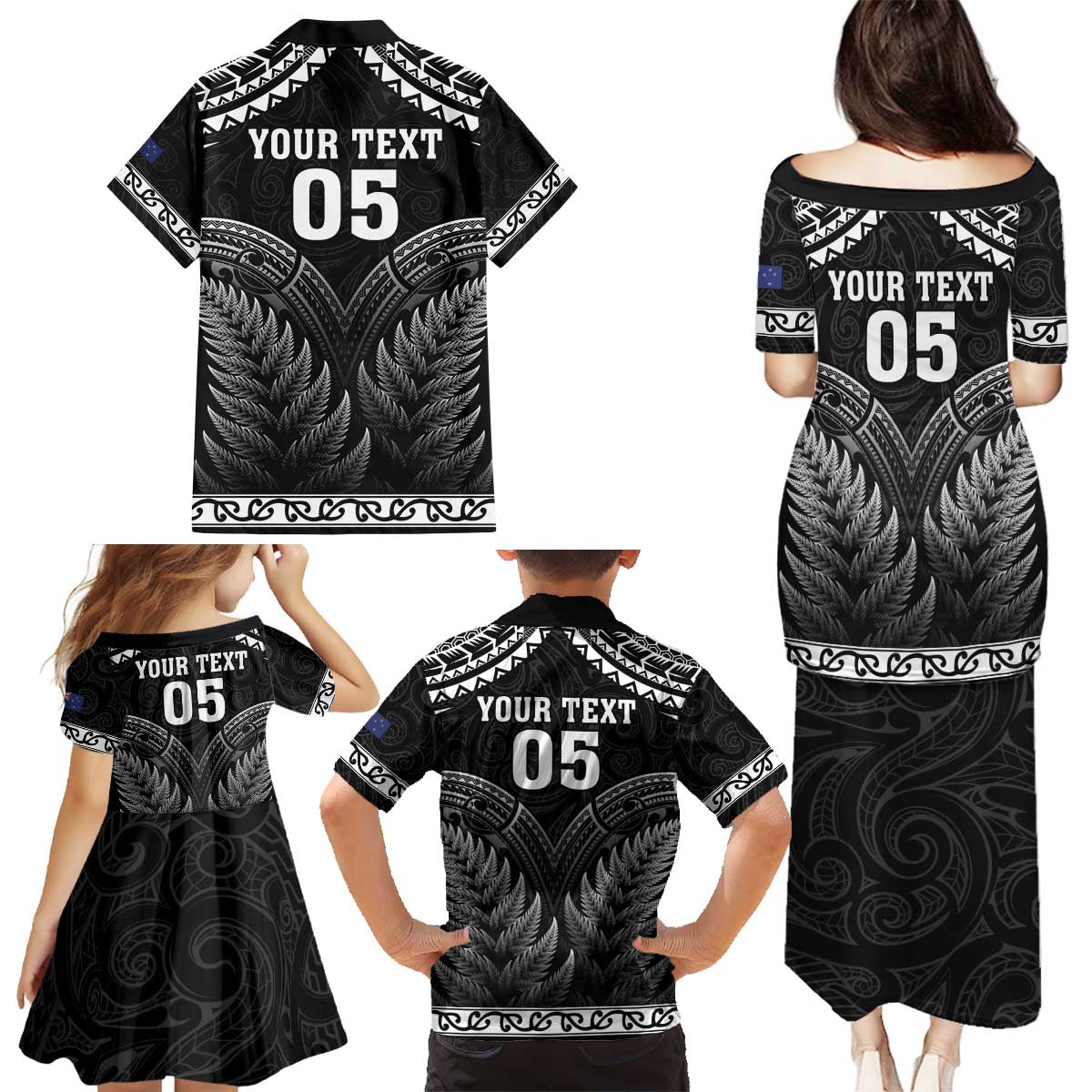 Custom New Zealand Maori Tiki Rugby Family Matching Puletasi and Hawaiian Shirt Go Aotearoa Maori Pattern LT05 - Polynesian Pride