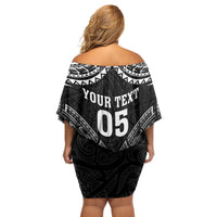 Custom New Zealand Maori Tiki Rugby Off Shoulder Short Dress Go Aotearoa Maori Pattern LT05 - Polynesian Pride