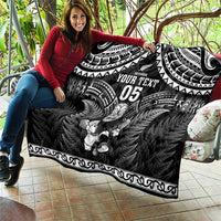 Custom New Zealand Maori Tiki Rugby Quilt Go Aotearoa Maori Pattern