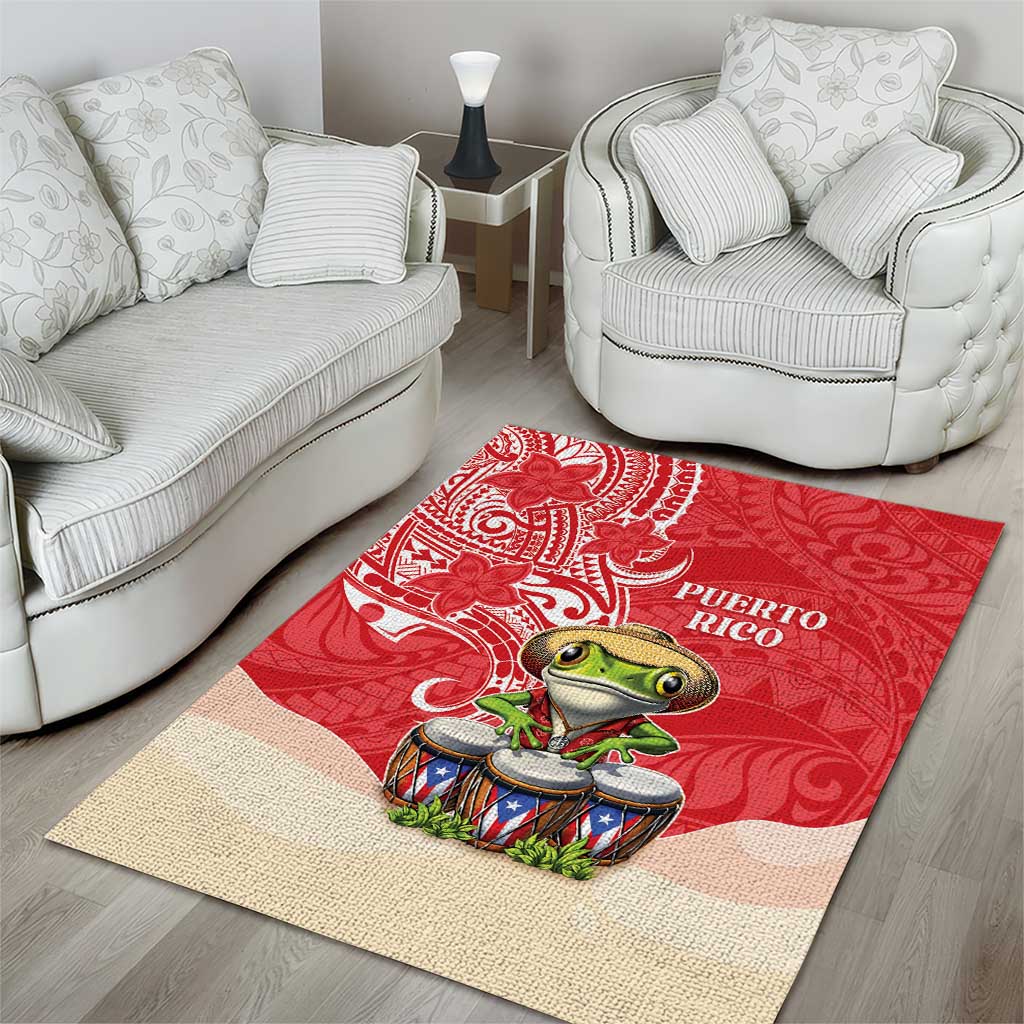 Puerto Rico Area Rug Coqui Frog With Polynesian Pattern LT05 - Polynesian Pride